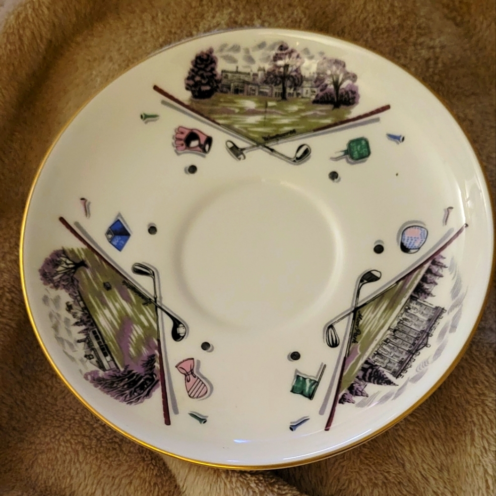 Royal Worcester Very Important Person Golf Saucer, Golfing design